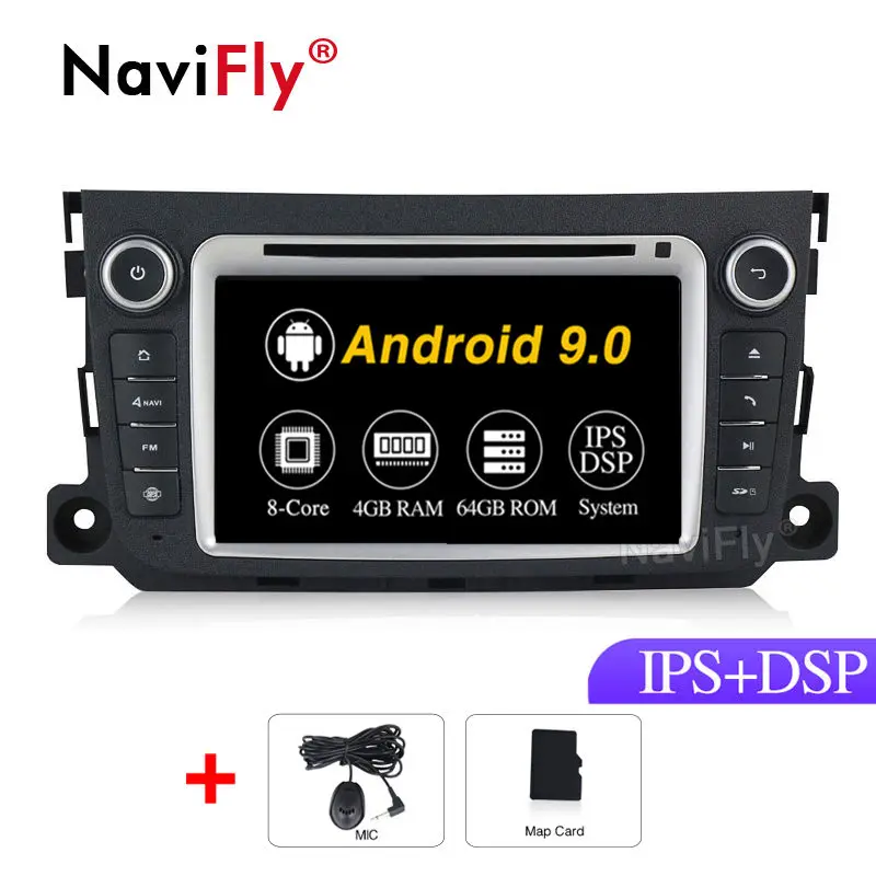 8Core ips DSP 4G 2din Android 9,0 автомобильный dvd-радиоплеер gps навигация для Mercedes Benz Smart Fortwo 2012 2013 JBL gps - Цвет: 8Core 4G 64G IPS DSP