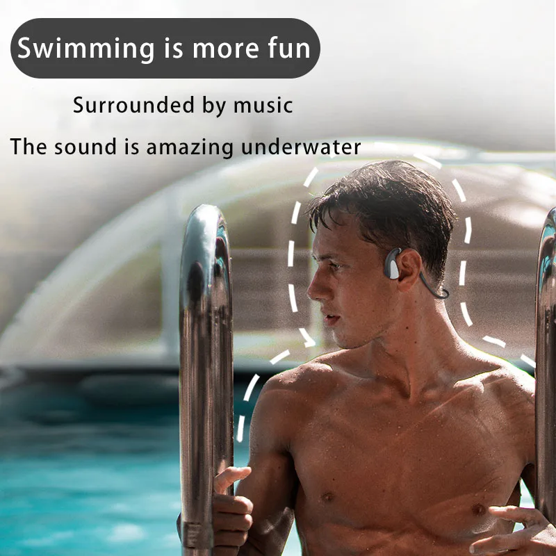 Aoogoor Wireless Bluetooth 5.0 Bone Conduction Earphones Wireless Outdoor Swimming Painless and Waterproof