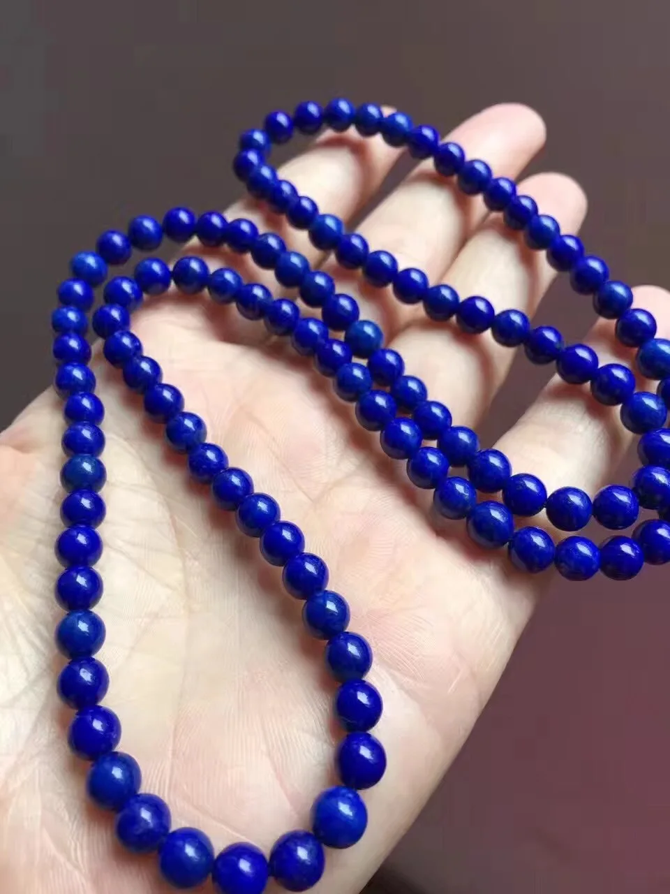 

Natural Lapis Lazuli 108 Buddhist Prayer Bead Three-loop Bracelets Old Mineral Aggregate Fashion Glorious Simple Versitile Brace
