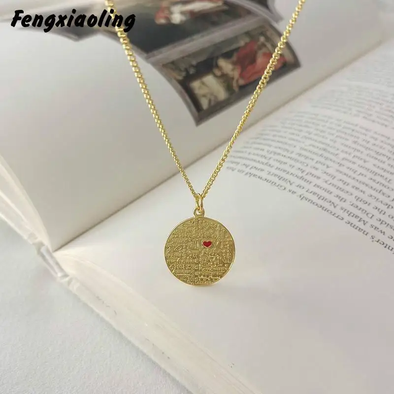 

2019 New Listing 925 Sterling Silver Personality Silver Coin Necklaces & Pendants Letter Statement Necklace For Women