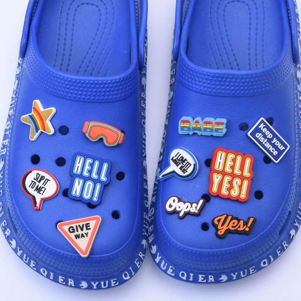 

Новинка 2021, подвески для обуви, лучший продавец-Hello YES OMG I LOVE YOU Opps AH Series, обувь Croc, дизайнерские очаровательные аксессуары, украшения