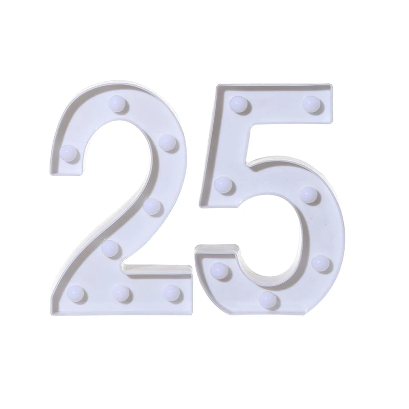 Chicinlife 2 шт для взрослых 30/40/50/60 номер светодиодный строка Ночной светильник лампа с днем рождения Юбилей украшения для праздника вечерние поставки - Цвет: 25