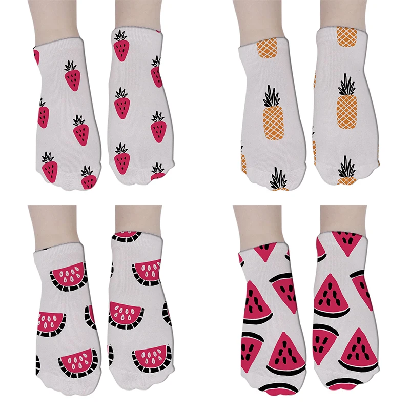 

Creative Women Socks Funny Cute Cartoon Fruits Lemon Animal Printing Ankle socks women Happy Harajuku Knee Socks 8S-DW107