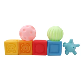 

3D Touch Hand Soft Balls Soft Building Blocks Baby Hand Grasp Toy Baby Massage Vinyl Teethers Squeeze Toy Bath Toys