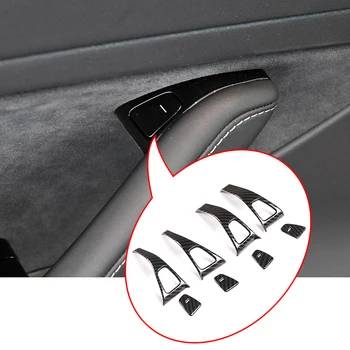 

ABS Carbon Fiber Car Door Unlock Buttons Decoration Cover Protective Trim For Tesla Model 3 2018 2019 Interior Accessories