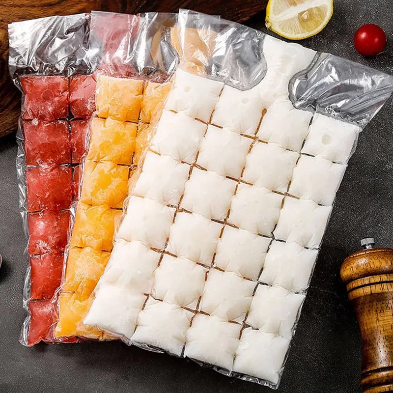 Molde de cubitos de hielo desechable, bolsas de cubitos de hielo autosellantes transparentes, congelación más rápida, bolsa de molde para hacer hielo, utensilios de cocina, 10 unids/paquete