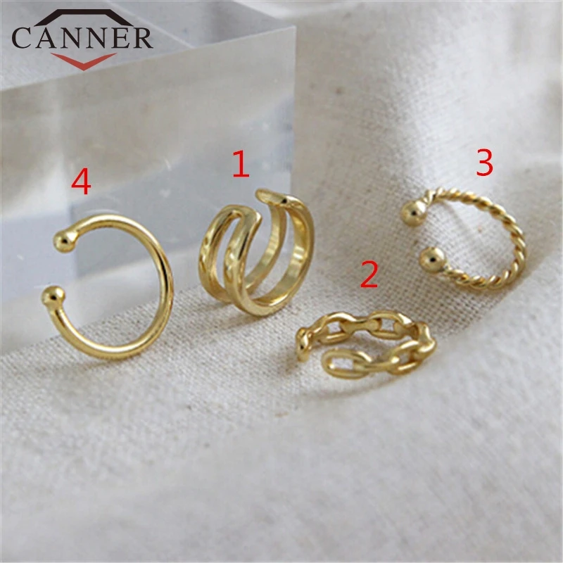 gold 2 Корейская версия 925 пробы серебряные серьги-клипсы для женщин простой: золото, серебро серьги-клипсы ювелирные изделия - Окраска металла: gold 2