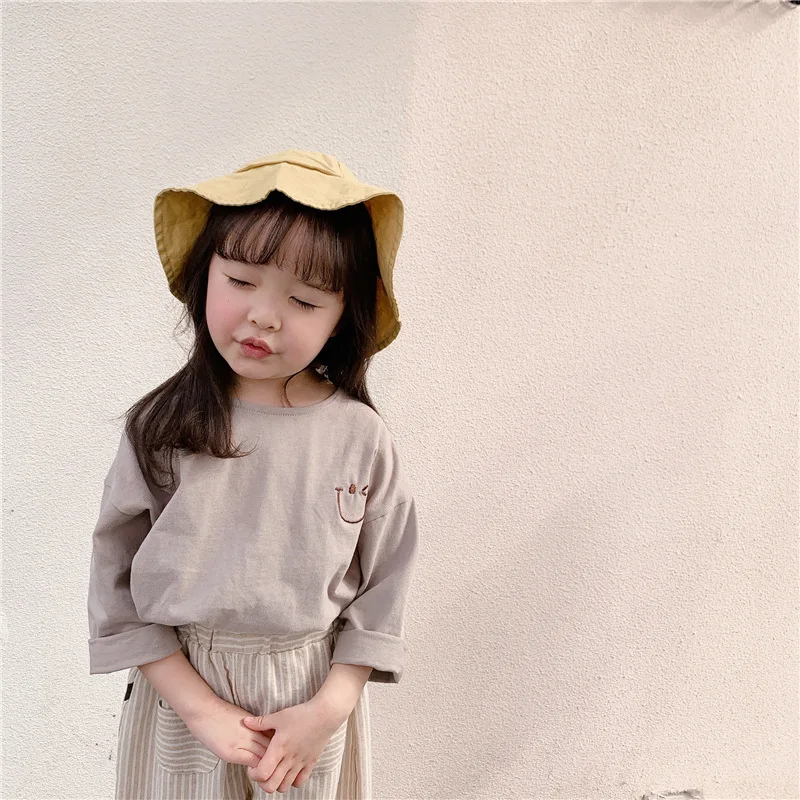 Spring 2020 cartoon loose long sleeve T shirts for girls Korean style cotton casual Tees Tops | Детская одежда и обувь