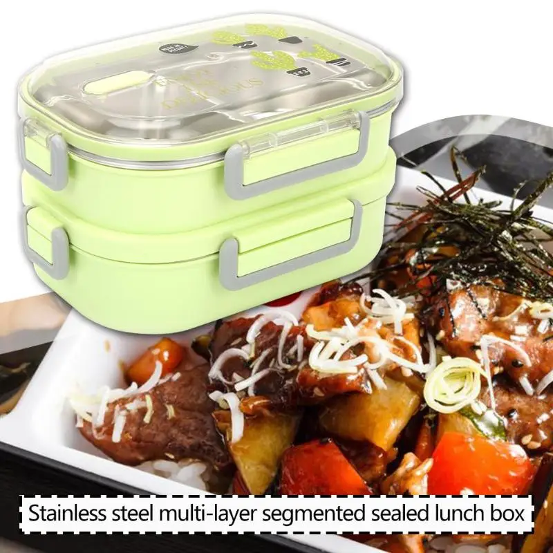 Нержавеющая сталь Ланч Bento Box термостойкий двойной/однослойный мультфильм отсеки Microwavable герметичный контейнер