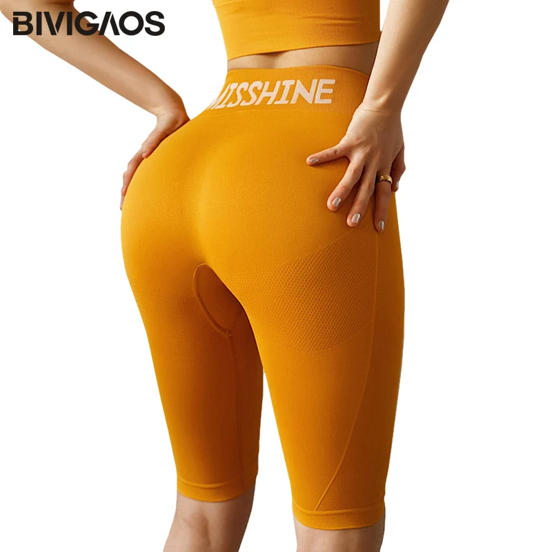 BIVIGAOS новые байкерские шорты женские спортивные до колена тонкие для фитнеса с
