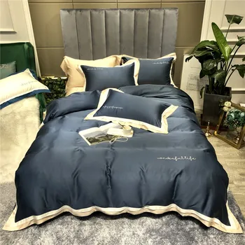 

Simple Solid Color 60 Tencel Four-piece Set Soft and Silky Plain Color Two Sorts Bare Sleeping Sheet Tencel Bedding Article