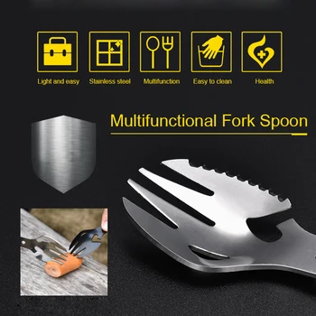 Outdoor Camping Fork Spoon Titanium Cookware Sets Camping Picnic Spoon Fork Hiking Fishing BBQ Supplies 1