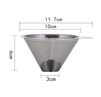Reusable Coffee Filter Tea Strainer Stainless Steel Cone Coffee Filter Baskets Mesh Strainer Coffee Dripper With Stand Holder 5