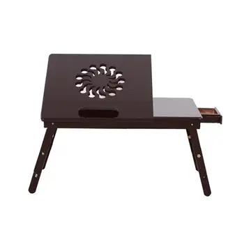 

53cm Fashionable Sunflower Engraving Pattern Adjustable Bamboo Computer Desk Coffee，ship from US drop shipping