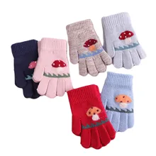 Новинка, Детские Зимние теплые мягкие вязаные перчатки для мальчика, модные тонкие перчатки для девочек