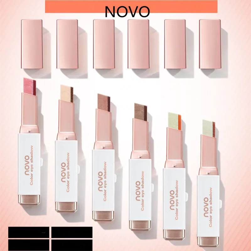 

NOVO Eye Makeup Shimmer Earth Color Eye Shadow Cream Pen Double Color Stereo Gradient Velvet Eyeshadow Stick