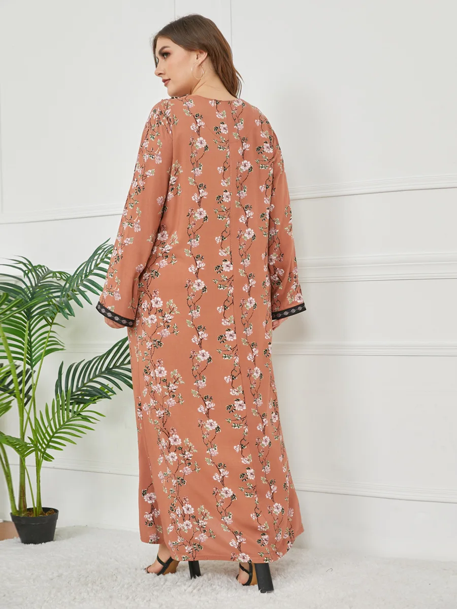Siskakia Elegant Plus Size Maxi Dresses For Women Summer 2021 Viscose  Cotton Long Sleeve Floral Ethnic Casual Arabic Clothes New - Plus Size  Dresses - AliExpress