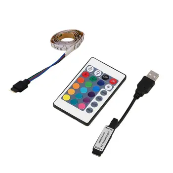 

3528 RGB LED Stripe Light 0.5/1/2/3/4M Non-Waterproof 4PIN Flexible Home TV Background Light Kit + Remote Control White Hot Sale