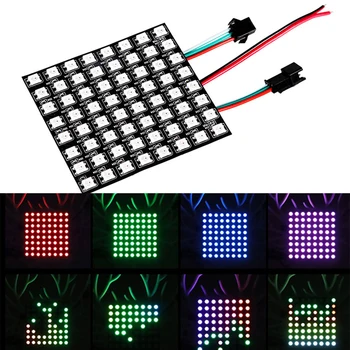 

5V RGB Matrix led Pixel Module light 8*8 Pixels WS2812 Digital Flexible Panel Individually Addressable Full Color Display Board