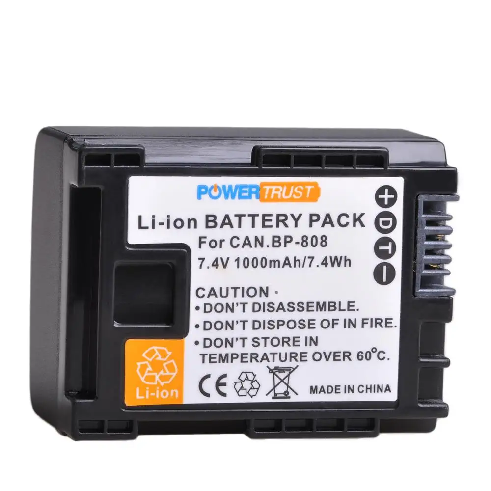 PowerTrust BP-808 BP 808 Battery +NEW USB Dual Charger for Canon BP-827 BP 827 BP-819 BP-807 BP-809 XA10 HF20 HF10 HF100 HG20