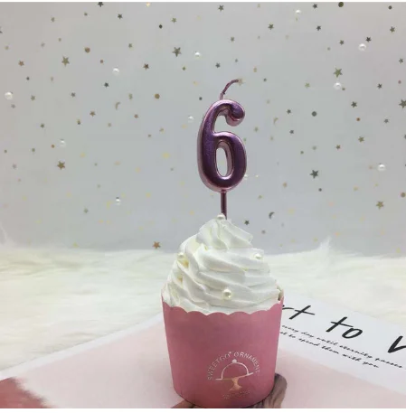 Rose Gold 6 1 шт серебряные золотые свечи для дня рождения украшения для детей и взрослых 0-9 цифры свечи для торта кекс Топпер вечерние принадлежности - Цвет: Rose Gold 6