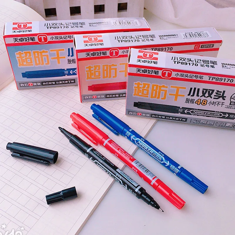 

TIZO Small Double Headed Water-based Paint Pen Mark Pen Marking Pen Line Drawing Pen Black Blue and Red Big Head Rubber Brush Pe