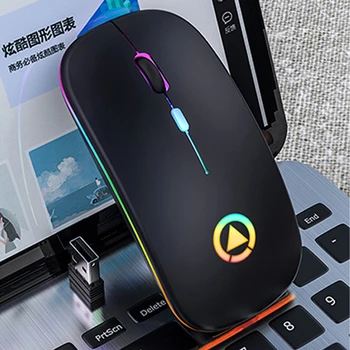 

Wireless Mouse Computer RGB LED Backlit Mouse Silent PC Mause Rechargeable Ergonomic Mouse 2.4Ghz USB Optical Mice For Laptop PC