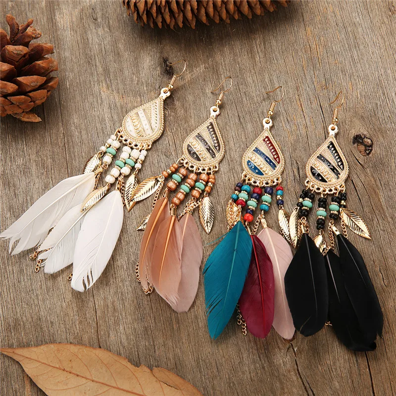Boho Feather Type Earrings Indian Accessories Earrings Indian