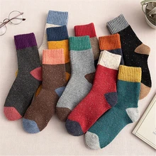 Утолщенные женские носки в стиле ретро; сезон осень-зима; носки из кроличьей шерсти в стиле пэчворк; женские новые японские носки без пятки 10 цветов; чулочно-носочные изделия для студентов