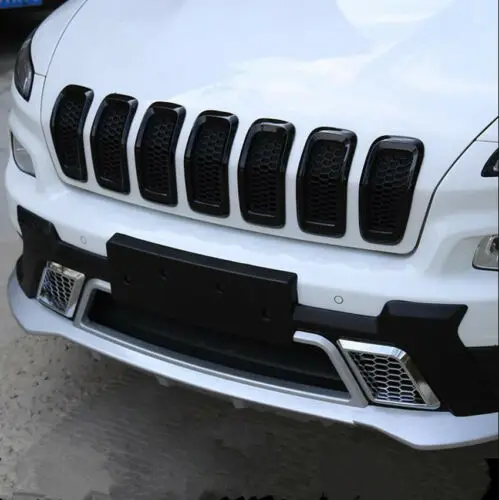 Для Jeep Cherokee- черные передние вставки для радиаторной решетки сетчатая отделка рамка 7 шт. автомобильные аксессуары модификация автомобиля