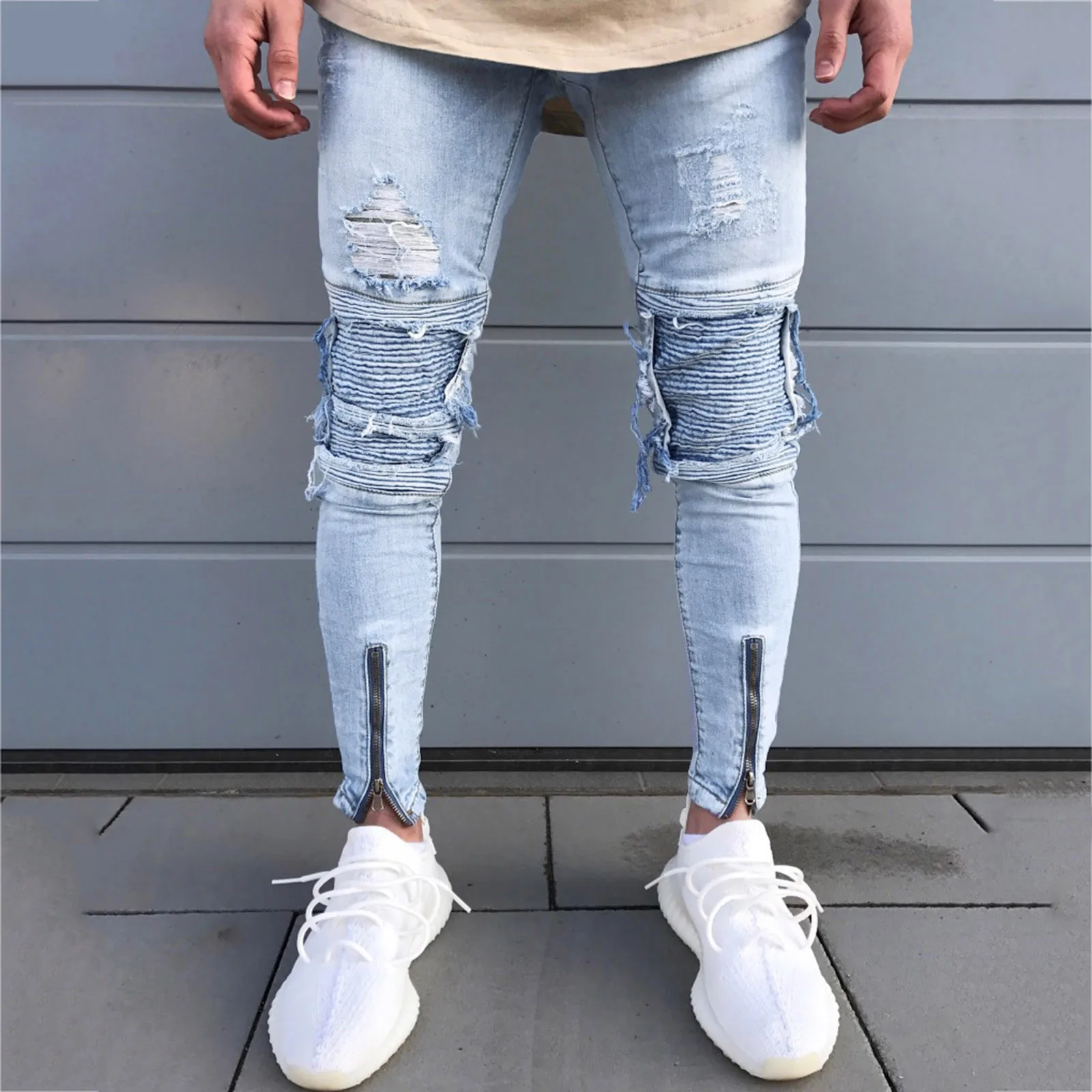 Men's Casual Jeans Fitness Bodybuilding Pocket Skin Full Length Sports Denim Pants Comfy Simple Daily Jeans Free Shipping Штаны 2