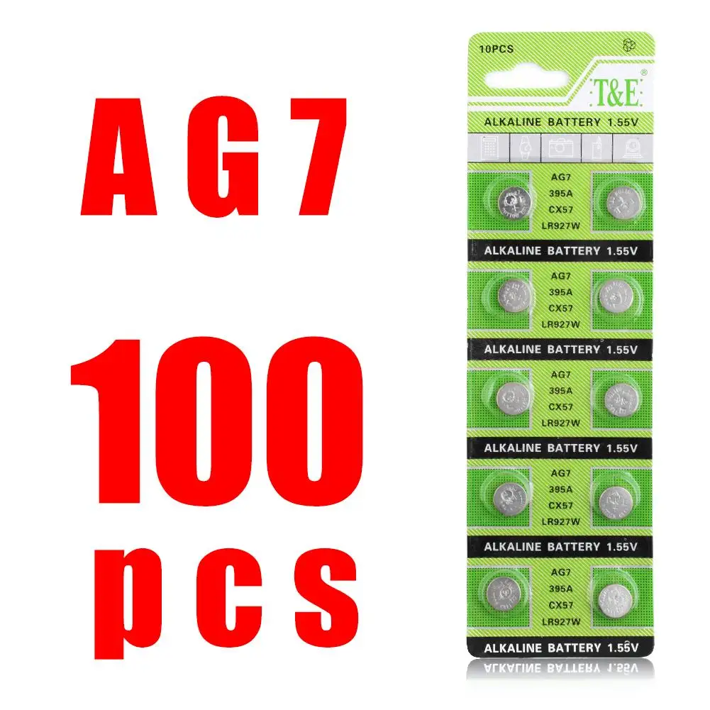 10 x AG7 395A SR927W SR57 batteria orologio Pulsante Celle a Moneta Batterie Alcaline Nuove 