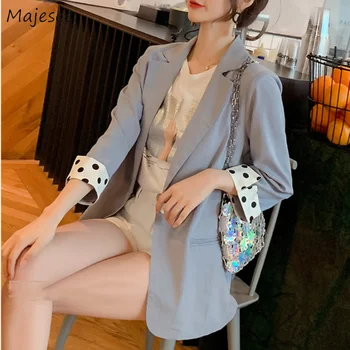 

Blazers Women Solid Three Quarter Sleeve Elegant Workwear All-match Loose 3XL Korean Style Womens Clothing Outwear Fashion Daily