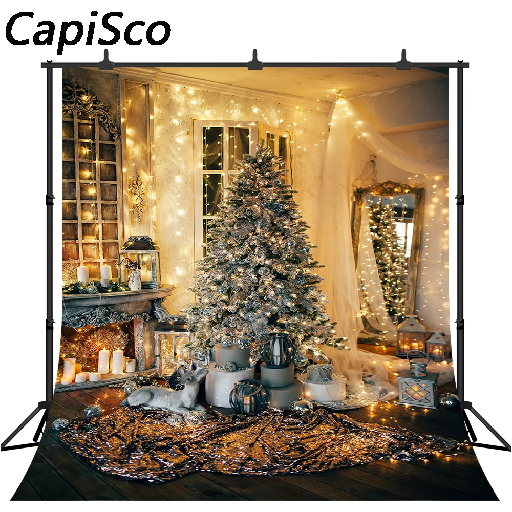 Capisco写真撮影の背景高級リビングルームクリスマスツリーギフト暖炉装飾スタジオフォトプロップの背景 背景 Aliexpress