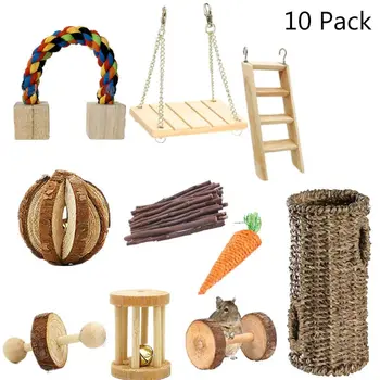 

Natural Wooden Rats Hamster Chew Molar Toys Guinea Pigs Exercise Bell Swing Toys 27RE