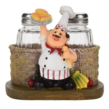 

Cute Chef Statue Salt & Pepper Bottle Holder,Kitchen Cute Chef Ornaments,Home Decor Kitchen Resin Salt Shaker Crafts