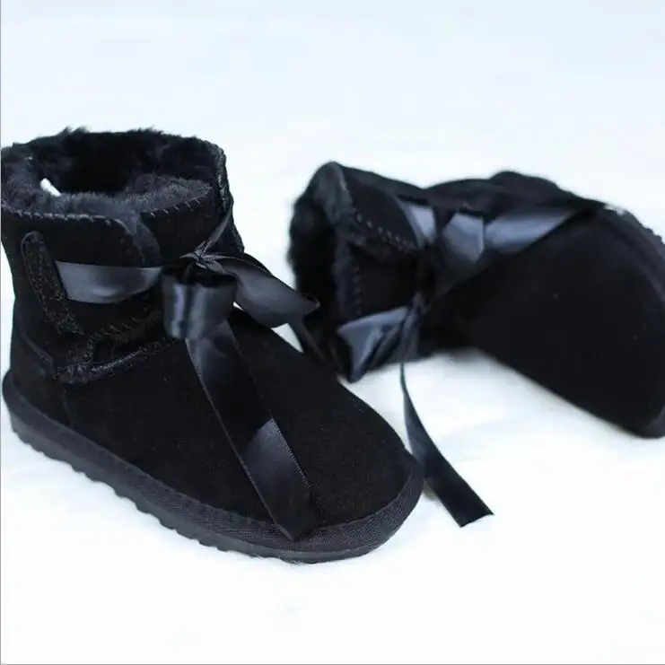 Новинка года; ботинки для мальчиков; Детские Зимние Бархатные водонепроницаемые ботинки; зимние ботинки для девочек; большие детские ботинки - Цвет: Черный