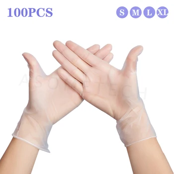 

100pcs/lot Disposable PVC Gloves Food Grade Waterproof Allergy Free Safety Work Gloves handschoenen handschuhe Protective Gloves
