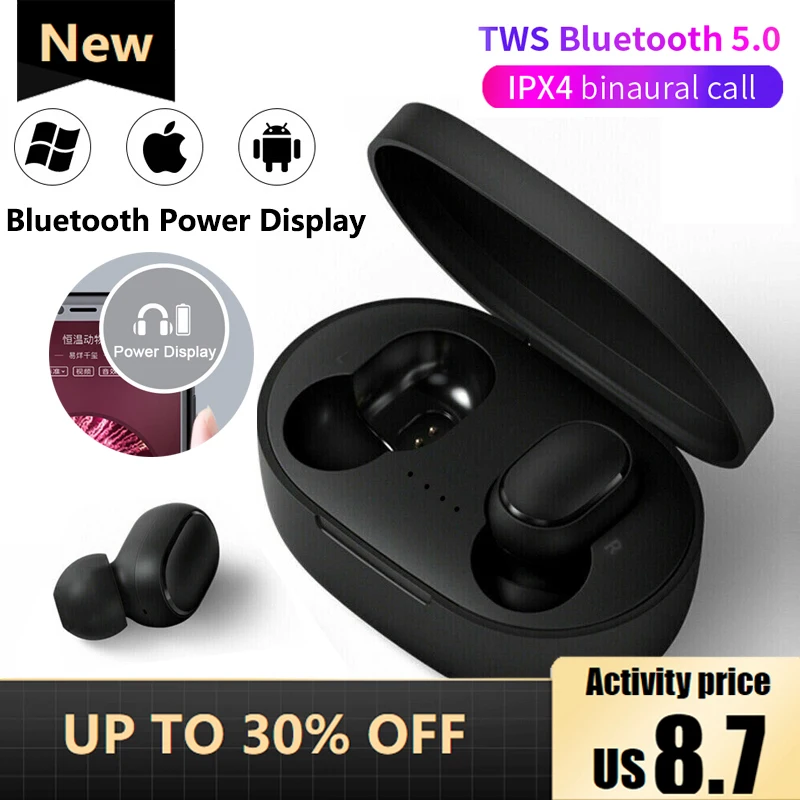 TWS Smart Phone Universal Bluetooth 5.0 Headset Fast Charging Wireless Headphoe Stereo Sports Earbuds Headsets Microphone