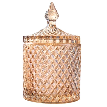 

600Ml Crystal Glass Storage Jars Sugar Chocolate Cans Diamond Candy Box Cotton Swabs Box For Home