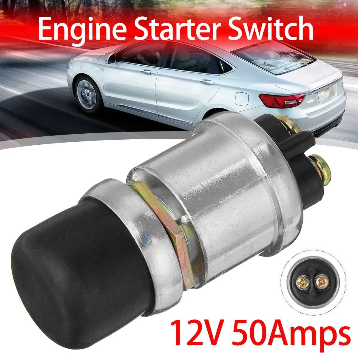 Interruttore Di Avviamento Accensione 1Pc 12V 50Amp Pulsante Di Sostituzione Motore A Pulsante Momentaneo Per Impieghi Gravosi Interruttore Clacson