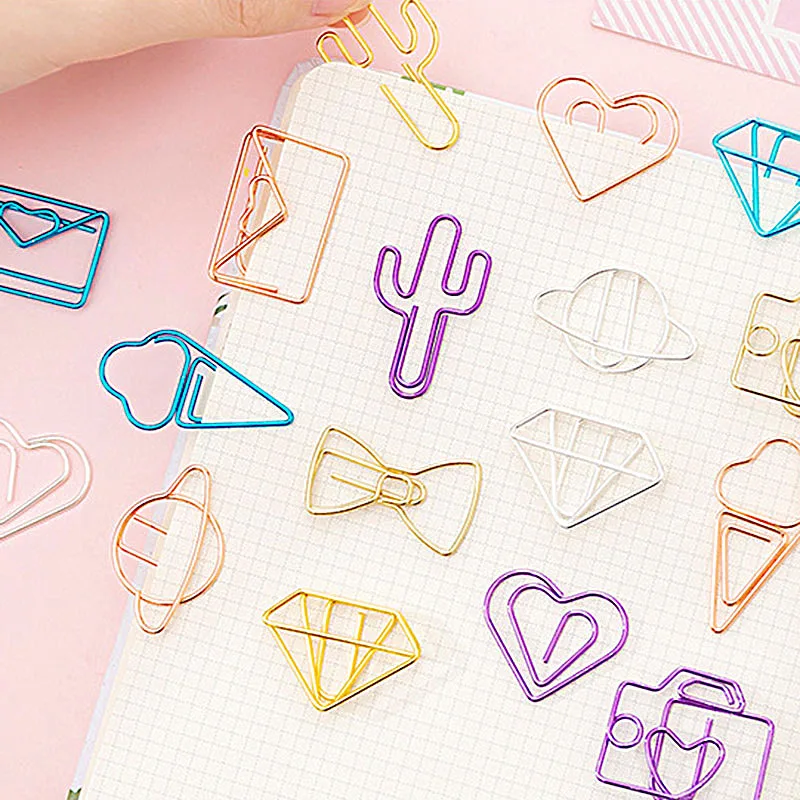 10 шт. мини металлические зажимы Kawaii в форме сердца, Держатель билетов, ретро кактус, зажимы для детей, корейские канцелярские принадлежности, школьные офисные принадлежности