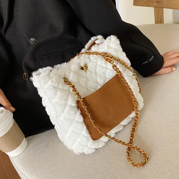 

Autumn and Winter Plush Small Bag Handbag 2020 New Fashionable Fashion Shoulder Bucket Bag All-Matching Ins Crossbody Bucket Bag