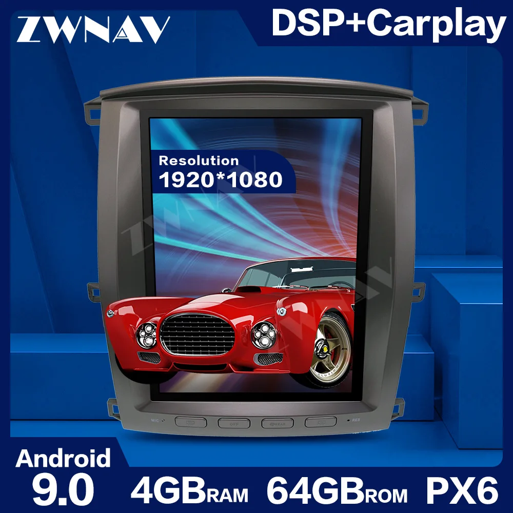 Автомобильный мультимедийный плеер с экраном Tesla Android 9 для Lxus LX470 2002 2003 2004 2005 2006 2007