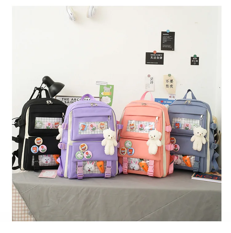 Mochila kawaii para niños, mochilas para niñas primarias con  compartimentos, bolsas de escuela intermedia, mochilas casuales para mujer,  púrpura
