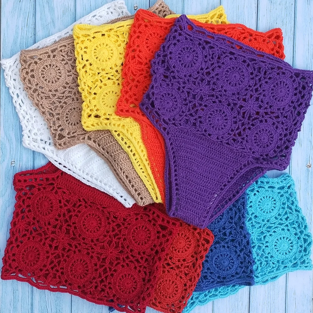 Elevate your swimwear collection with our High Waist Crochet Flower Bikini Bottoms. These stylish thong-style swimsuit shorts feature a delicate hollow-out design, perfect for adding a touch of elegance to your beachwear wardrobe.