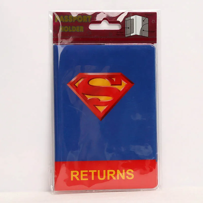 

Travel Accessories Cartoon Superman Passport Holder PVC Leather Travel Passport Cover Case Card ID Holders 14cm*9.6cm