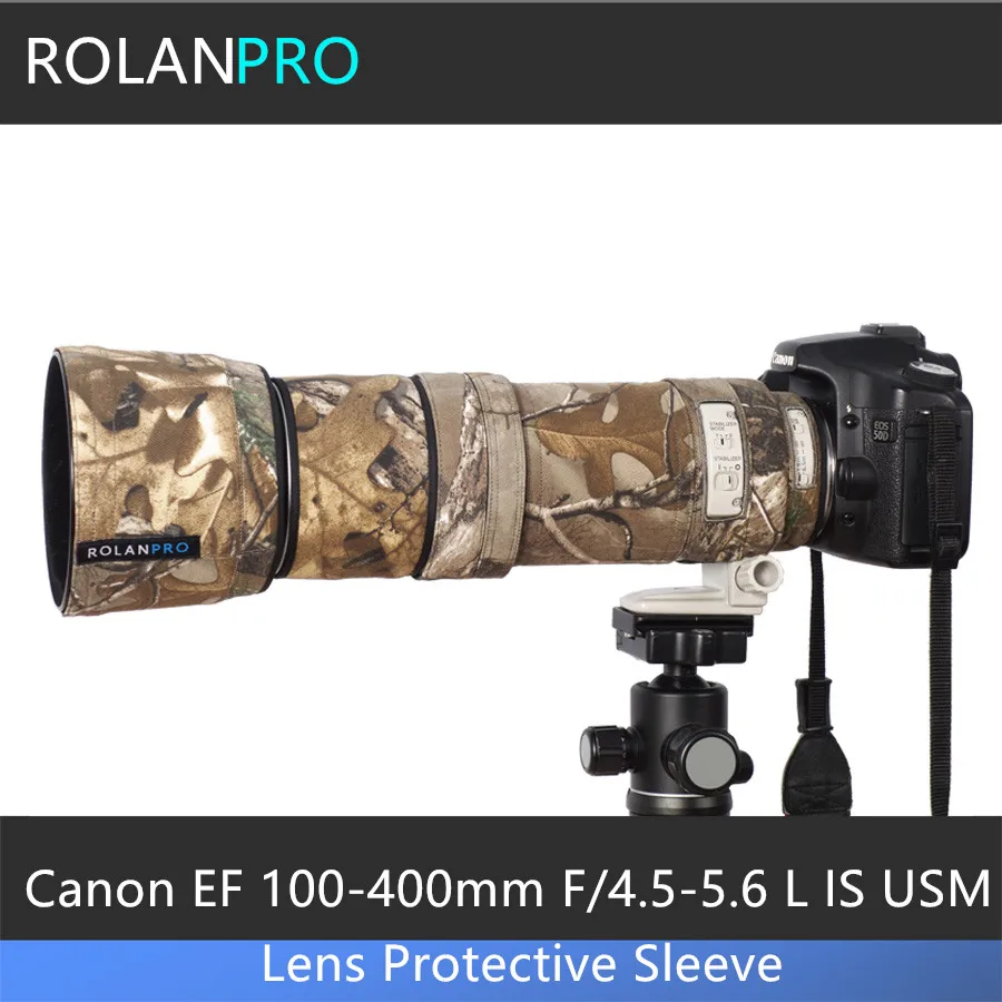Линзы rolanpro Камуфляжный Плащ дождевик для Canon EF 100-400 мм f4.5-5 6 L IS USM защитный чехол