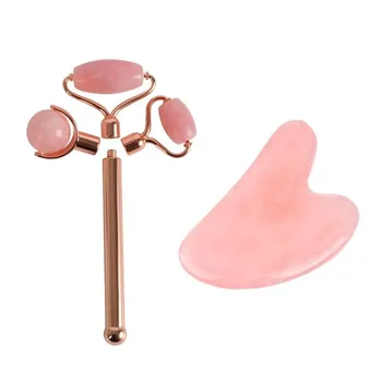 

3 heads Rose Jade Roller Quartz Scraper Massager Tools Face Jade Massage Slimming Face Wrinkle Removal Skin Care Tools Beauty