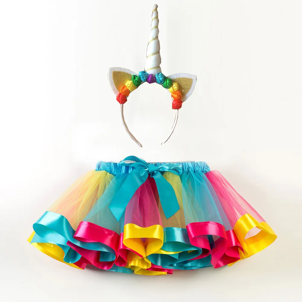 

Baby Girl Clothes Summer Kids Skirts for Girls 2 To 8 9 10 Years Rainbow Tutu Skirt with Unicorn Tutu Sets Unicorn Party Costume